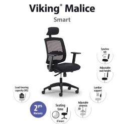 Viking Realspace Malice Bureaustoel Synchroonmechanisme 3D armleuning In hoogte verstelbare zitting Zwart 110 kg 730 x 730 x 1,335 mm