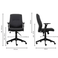 Viking Realspace Stanley Bureaustoel Kniekanteling Stof In hoogte verstelbare armleuning In hoogte verstelbare zitting Zwart 110 kg 675 x 680 x 1,075 mm