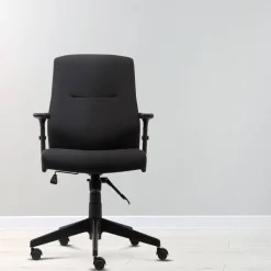 Viking Realspace Stanley Bureaustoel Kniekanteling Stof In hoogte verstelbare armleuning In hoogte verstelbare zitting Zwart 110 kg 675 x 680 x 1,075 mm