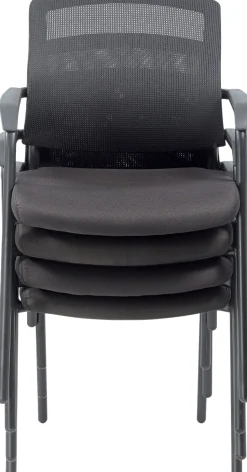 Viking Realspace Sutton Stapelbare stoel Mesh, stof Vaste armleuning Zwart 110 kg Sutton 580 x 450 x 850 mm