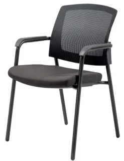Viking Realspace Sutton Stapelbare stoel Mesh, stof Vaste armleuning Zwart 110 kg Sutton 580 x 450 x 850 mm