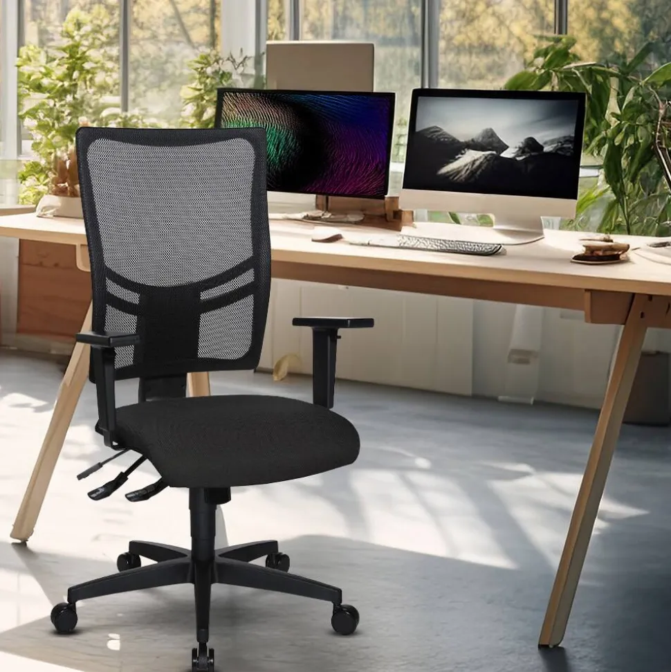 Viking Realspace Sydney Ergonomische stoel Synchroonmechanisme In hoogte verstelbare armleuning In hoogte verstelbare zitting Antraciet 110 kg