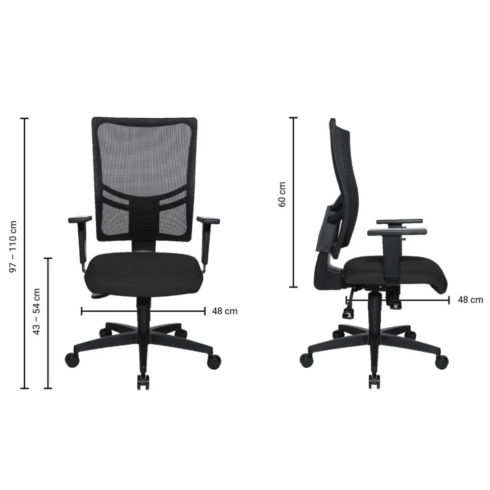Viking Realspace Sydney Ergonomische stoel Synchroonmechanisme In hoogte verstelbare armleuning In hoogte verstelbare zitting Antraciet 110 kg