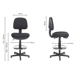 Viking Realspace Tekenstoel Permanent contact Stof Zonder armleuning In hoogte verstelbare zitting Zwart 110 kg 430 x 480 x 1,200 mm