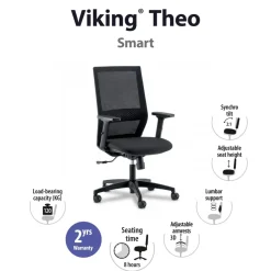 Viking Realspace Theo Bureaustoel Synchroonmechanisme Mesh 3D armleuning In hoogte verstelbare zitting Zwart 120 kg
