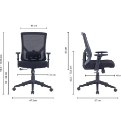 Viking Realspace Vienna Bureaustoel Basismechanisme Mesh In hoogte verstelbare armleuning In hoogte verstelbare zitting Zwart 110 kg 675 x 670 x 1,035 mm