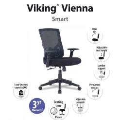 Viking Realspace Vienna Bureaustoel Basismechanisme Mesh In hoogte verstelbare armleuning In hoogte verstelbare zitting Zwart 110 kg 675 x 670 x 1,035 mm
