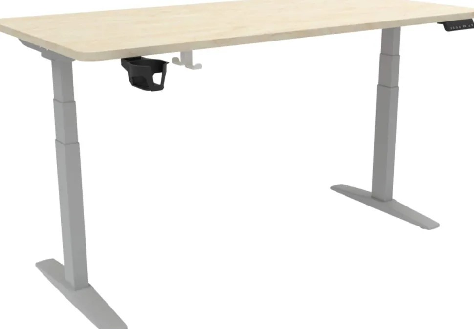 Viking Realspace Zit-sta-bureau Ahorn 1.600 (B) x 800 (D) x 1.300 (H) mm Metaal, gemelamineerde spaanplaat