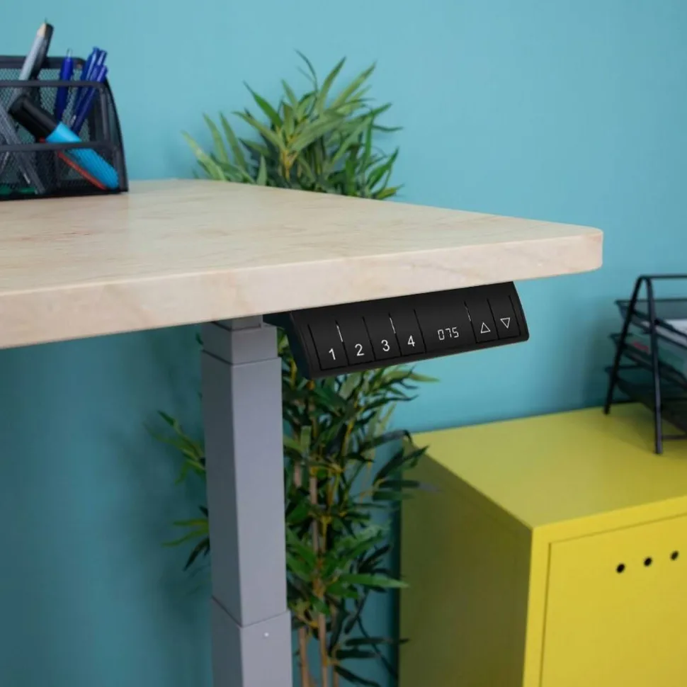 Viking Realspace Zit-sta-bureau Ahorn 1.600 (B) x 800 (D) x 1.300 (H) mm Metaal, gemelamineerde spaanplaat