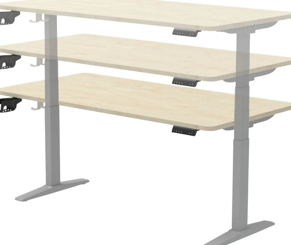 Viking Realspace Zit-sta-bureau Ahorn 1.600 (B) x 800 (D) x 1.300 (H) mm Metaal, gemelamineerde spaanplaat