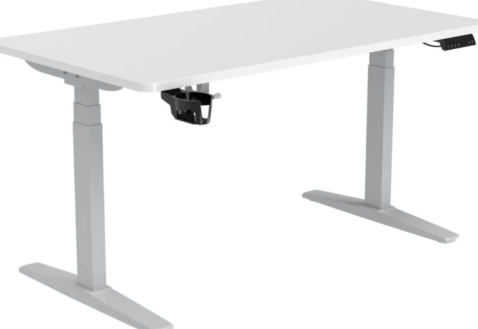 Viking Realspace Zit-sta-bureau Grijs, wit 1400 (B) x 800 (D) x 600 - 1300 (H) mm Melamine, staal
