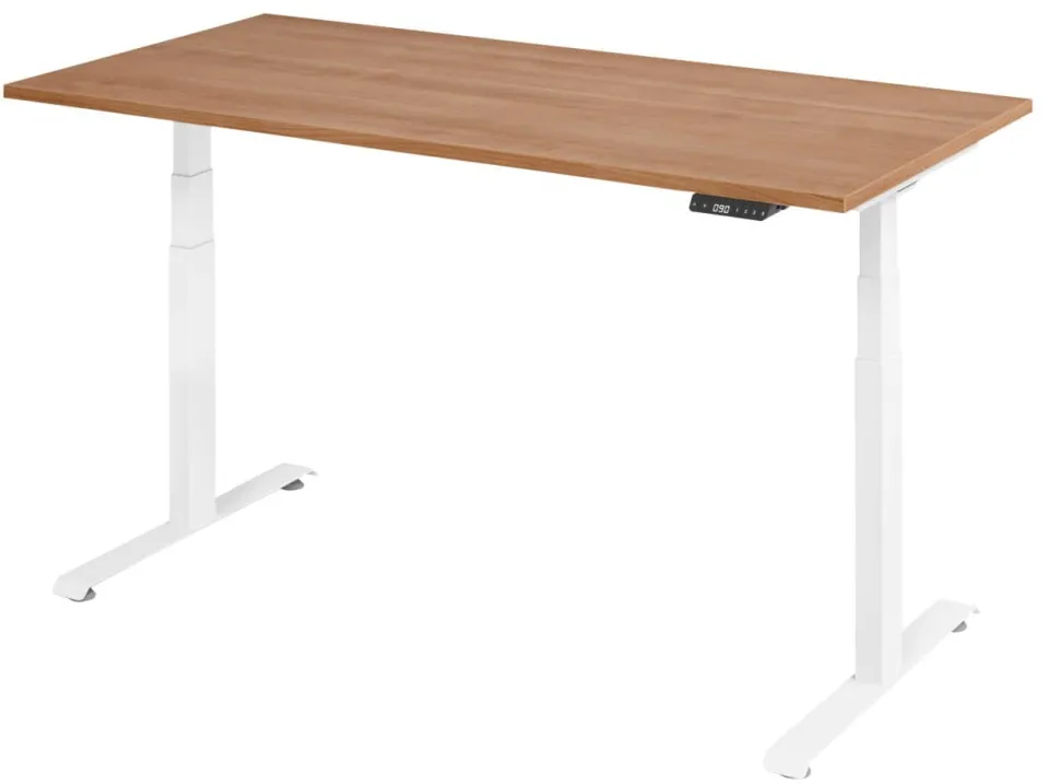 VLXK65 Elektrisch hoogteverstelbaar Zit-sta-bureau Walnoot C-Voet 1,600 (B) x 800 (D) x 1,295 (H) mm Spaanplaat, Staal