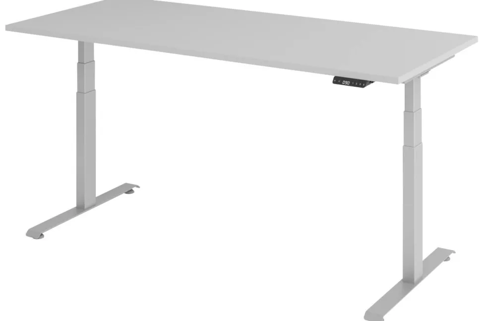 VLXK65 Elektrisch hoogteverstelbaar Zit-sta-bureau Grijs C-Voet 1,800 (B) x 800 (D) x 1,295 (H) mm Spaanplaat, Staal