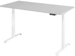 VLXK65 Elektrisch hoogteverstelbaar Zit-sta-bureau Grijs C-Voet 1,600 (B) x 800 (D) x 1,295 (H) mm Spaanplaat, Staal