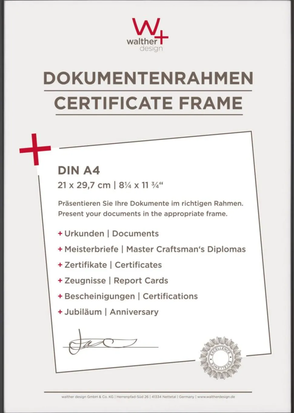 walther design A4 Fotolijst Zwart KV130B 22,2 (B) x 1,4 (D) x 31 (H) cm KV130B