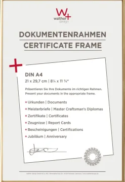 walther design A4 Fotolijst Goud KG130H 22,1 (B) x 1,9 (D) x 30,8 (H) cm KG130H