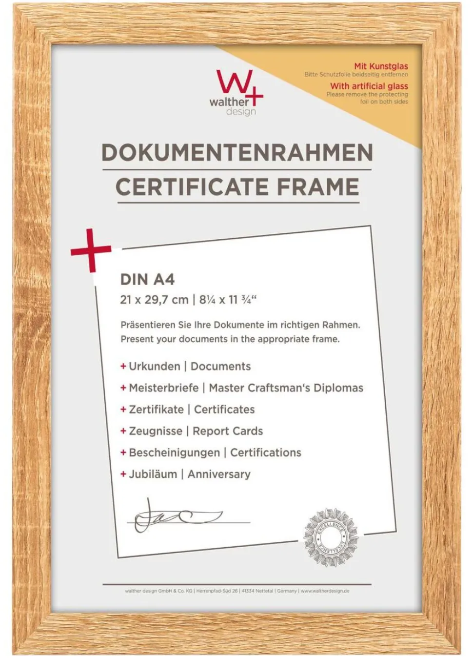 walther design A4 Fotolijst Bruin EFX130E 23,1 (B) x 2,1 (D) x 33,1 (H) cm EFX130E