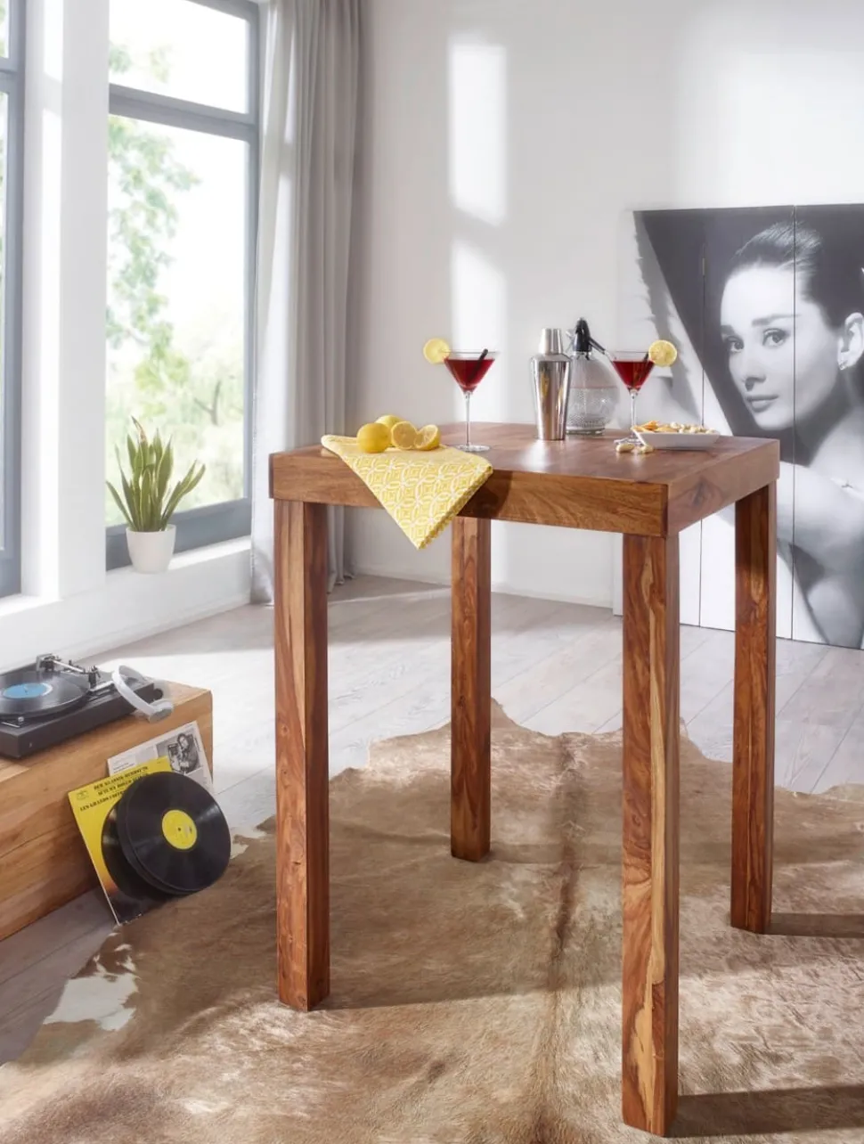 WOHNLING Bar Tafel WL1.324 Bruin Massief Hout 80 x 80 x 110 cm
