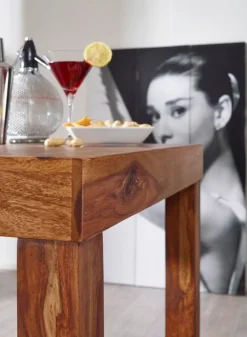WOHNLING Bar Tafel WL1.324 Bruin Massief Hout 80 x 80 x 110 cm