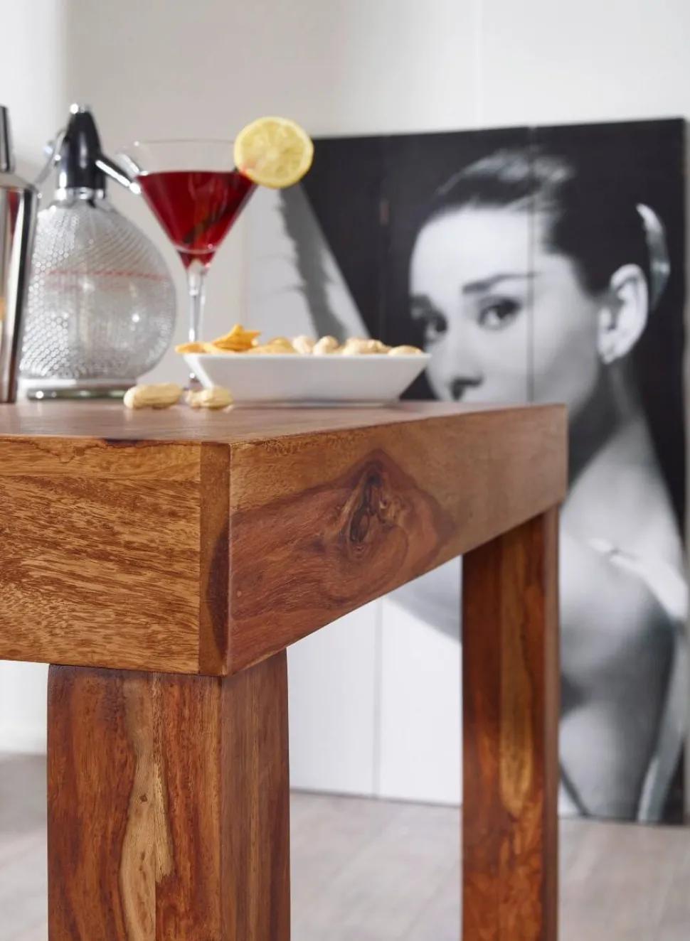 WOHNLING Bar Tafel WL1.324 Bruin Massief Hout 80 x 80 x 110 cm