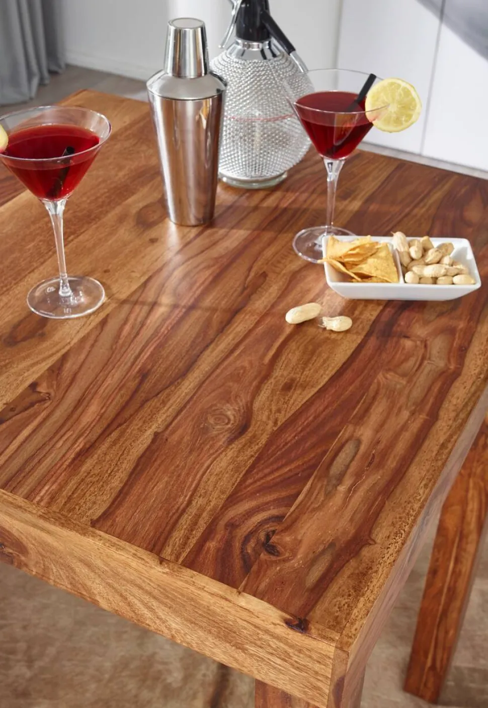 WOHNLING Bar Tafel WL1.324 Bruin Massief Hout 80 x 80 x 110 cm