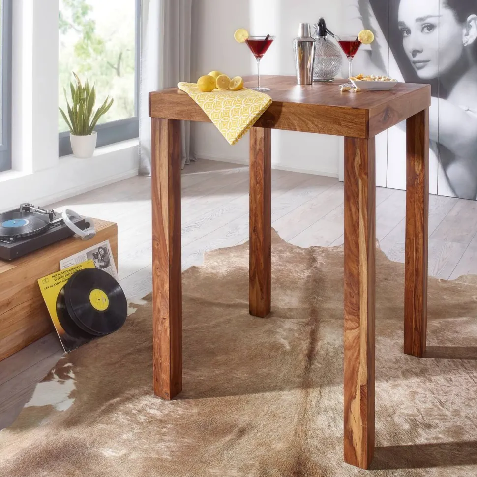 WOHNLING Bar Tafel WL1.324 Bruin Massief Hout 80 x 80 x 110 cm