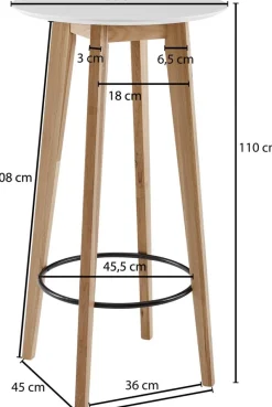 WOHNLING Bar Tafel WL6.094 Wit Eiken 60 x 110 x 60 cm