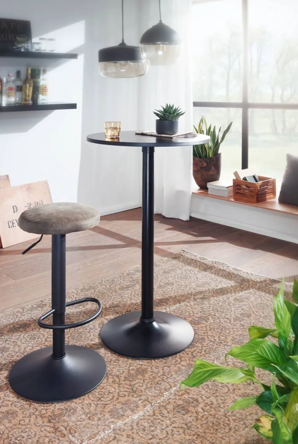 WOHNLING Bar Tafel WL6.192 Zwart Metaal 60 x 100 cm