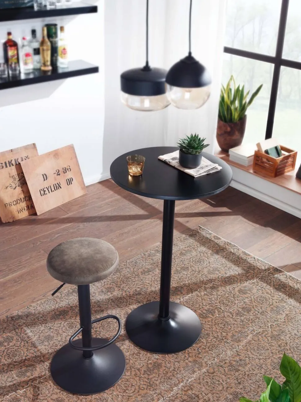 WOHNLING Bar Tafel WL6.192 Zwart Metaal 60 x 100 cm