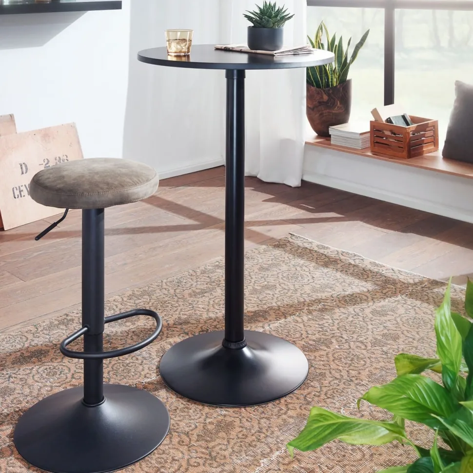 WOHNLING Bar Tafel WL6.192 Zwart Metaal 60 x 100 cm