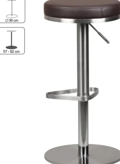 WOHNLING Barkruk Kunstleer In hoogte verstelbare zitting Donkerbruin 110 kg 380 x 380 x 820 mm