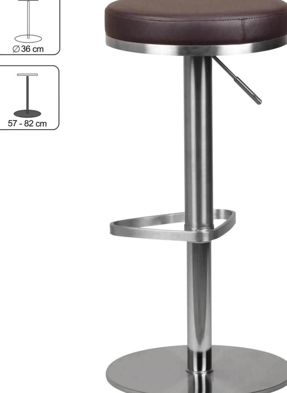 WOHNLING Barkruk Kunstleer In hoogte verstelbare zitting Donkerbruin 110 kg 380 x 380 x 820 mm