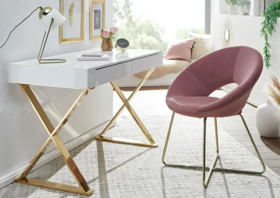 WOHNLING Bureau WL6.314 Goud, Wit 118 x 76 x 57 cm