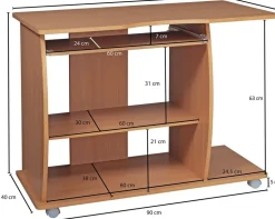 WOHNLING Computertafel WL1.331 Beuken 90 x 71 x 50 cm