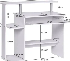 WOHNLING Computertafel WL1.153 Wit 94 x 90 x 48,5 cm