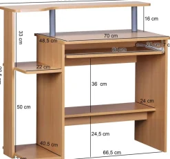 WOHNLING Computertafel WL1.163 Beuken 94 x 90 x 48,5 cm