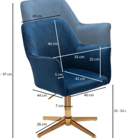 WOHNLING Draaistoel Niet afsluitbaar 550 x 550 x 970 mm Blauw