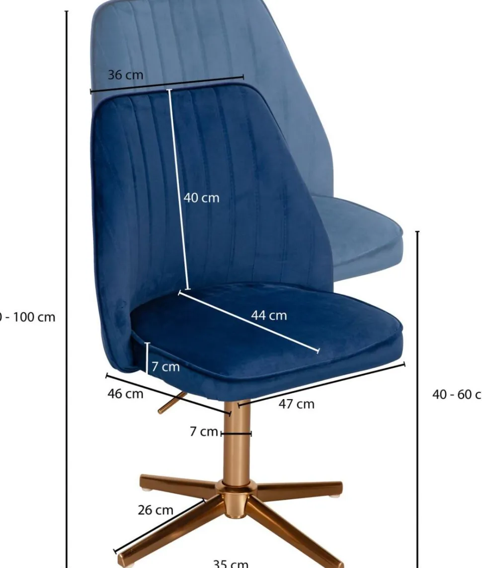 WOHNLING Draaistoel Niet afsluitbaar 600 x 600 x 1.000 mm Blauw