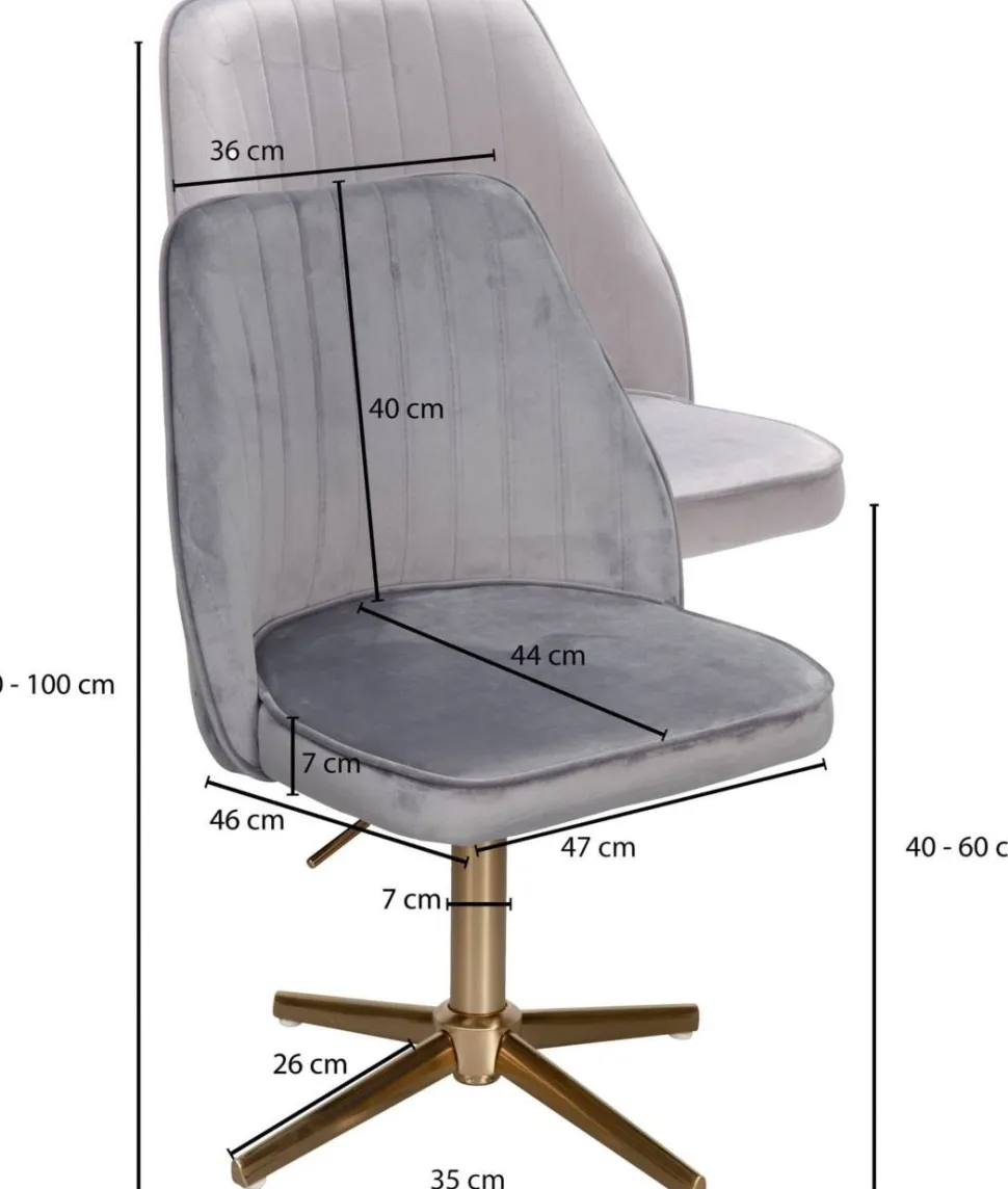 WOHNLING Draaistoel Niet afsluitbaar 600 x 600 x 1.000 mm Grijs
