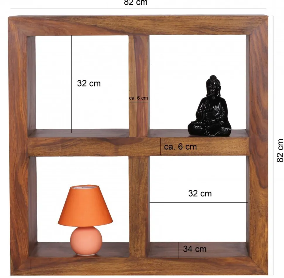 WOHNLING Massieve Indische palissander Legbord 4 820 x 340 x 820 mm Bruin Sheesham