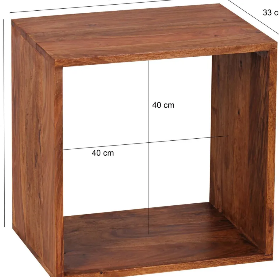 WOHNLING Massieve Indische palissander Legbord 1 435 x 330 x 435 mm Bruin Sheesham