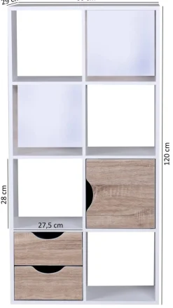 WOHNLING Spaanplaat Boekenkast 6 600 x 290 x 1,200 mm Wit