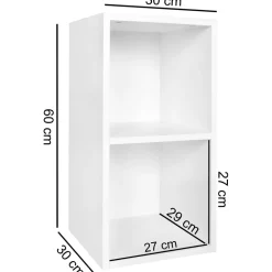 WOHNLING Spaanplaat Boekenkast 2 300 x 300 x 600 mm Wit