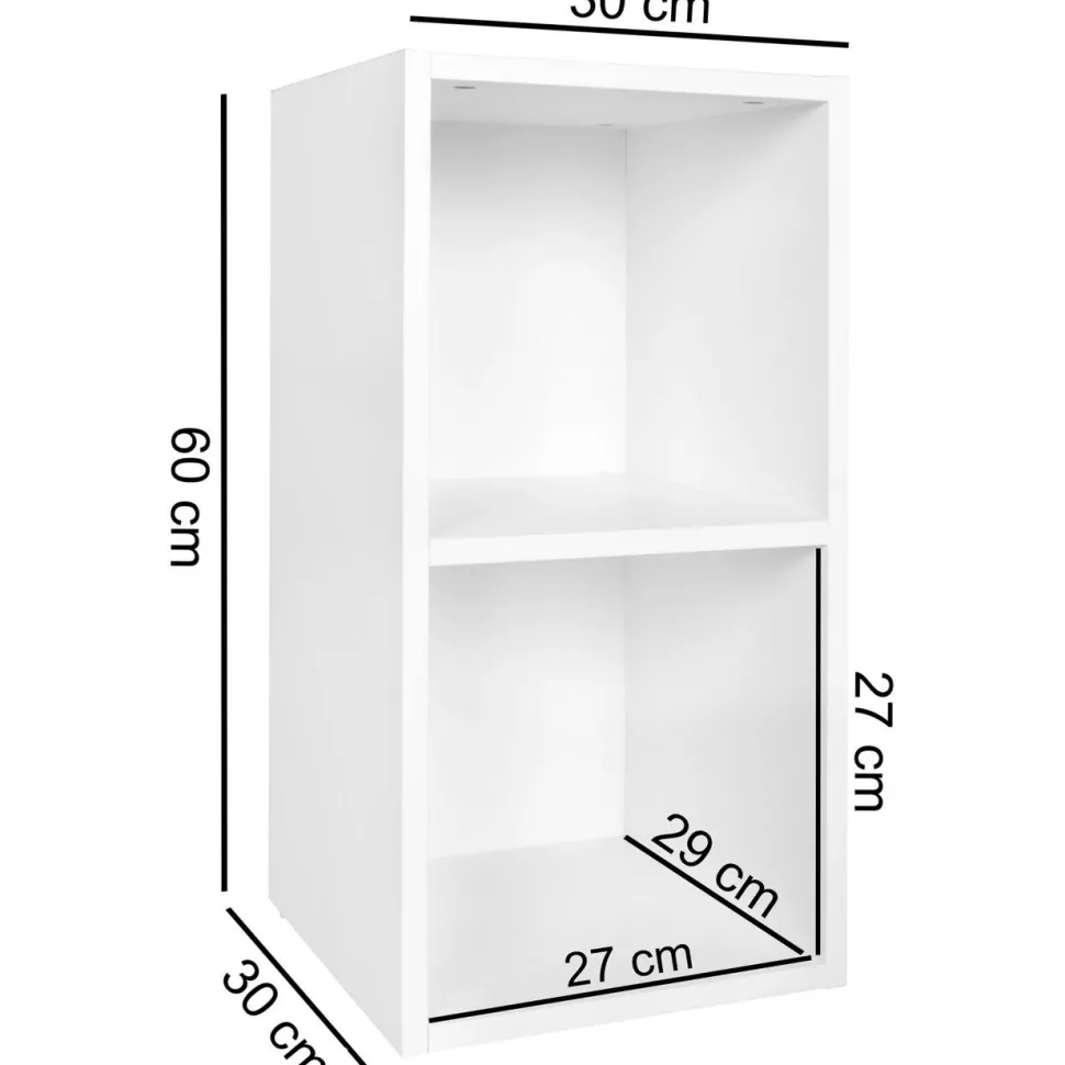 WOHNLING Spaanplaat Boekenkast 2 300 x 300 x 600 mm Wit