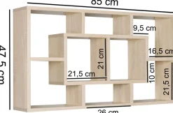 WOHNLING Spaanplaat Wandplank 8 850 x 160 x 475 mm Grijs