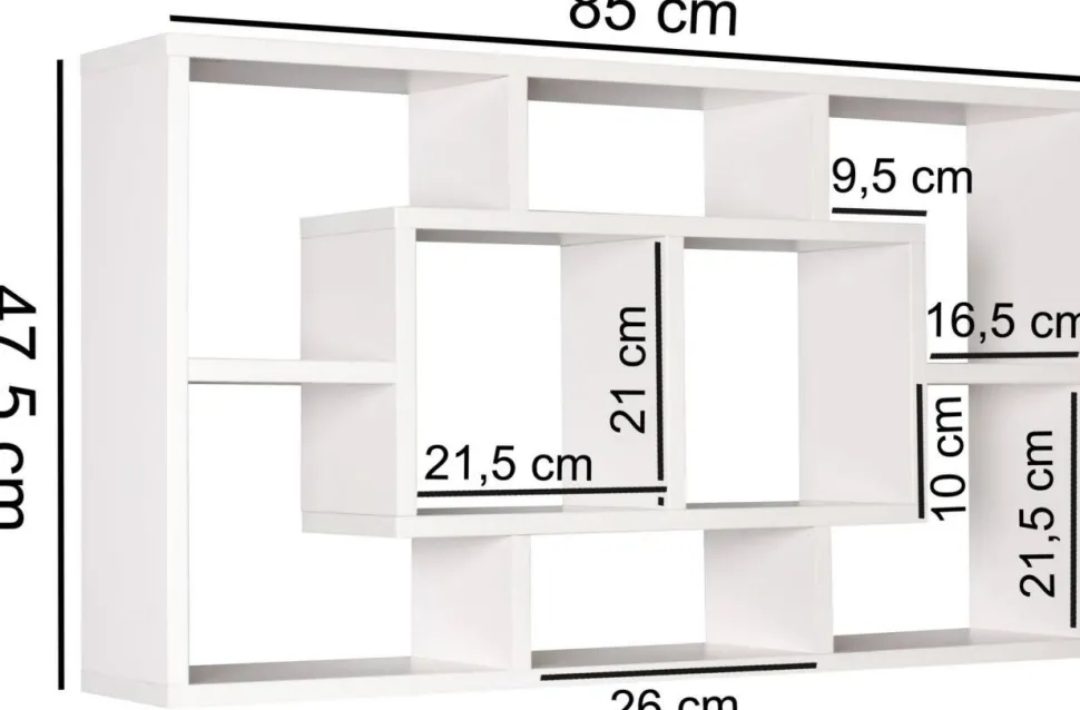 WOHNLING Spaanplaat Wandplank 8 850 x 160 x 475 mm Wit