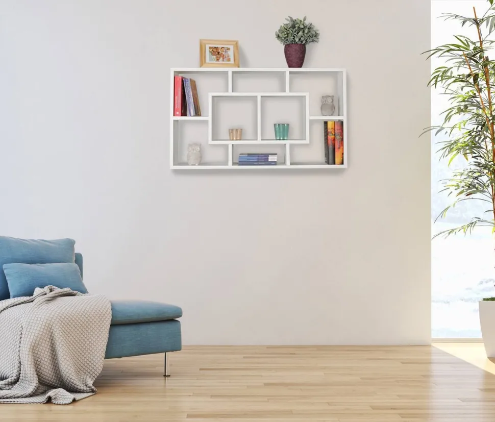 WOHNLING Spaanplaat Wandplank 8 850 x 160 x 475 mm Wit